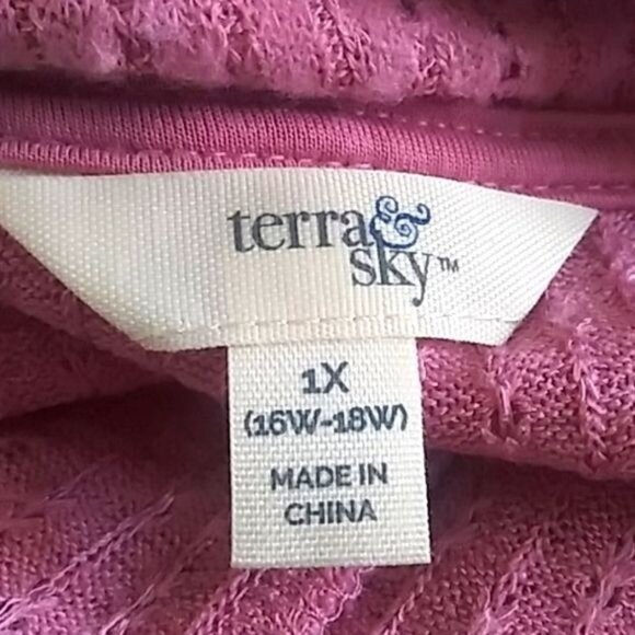 Terra & Sky Pink Cowl Neck Sweater Ruffle Hem Knit Pullover Top Plus Size 1X - Picture 5 of 6